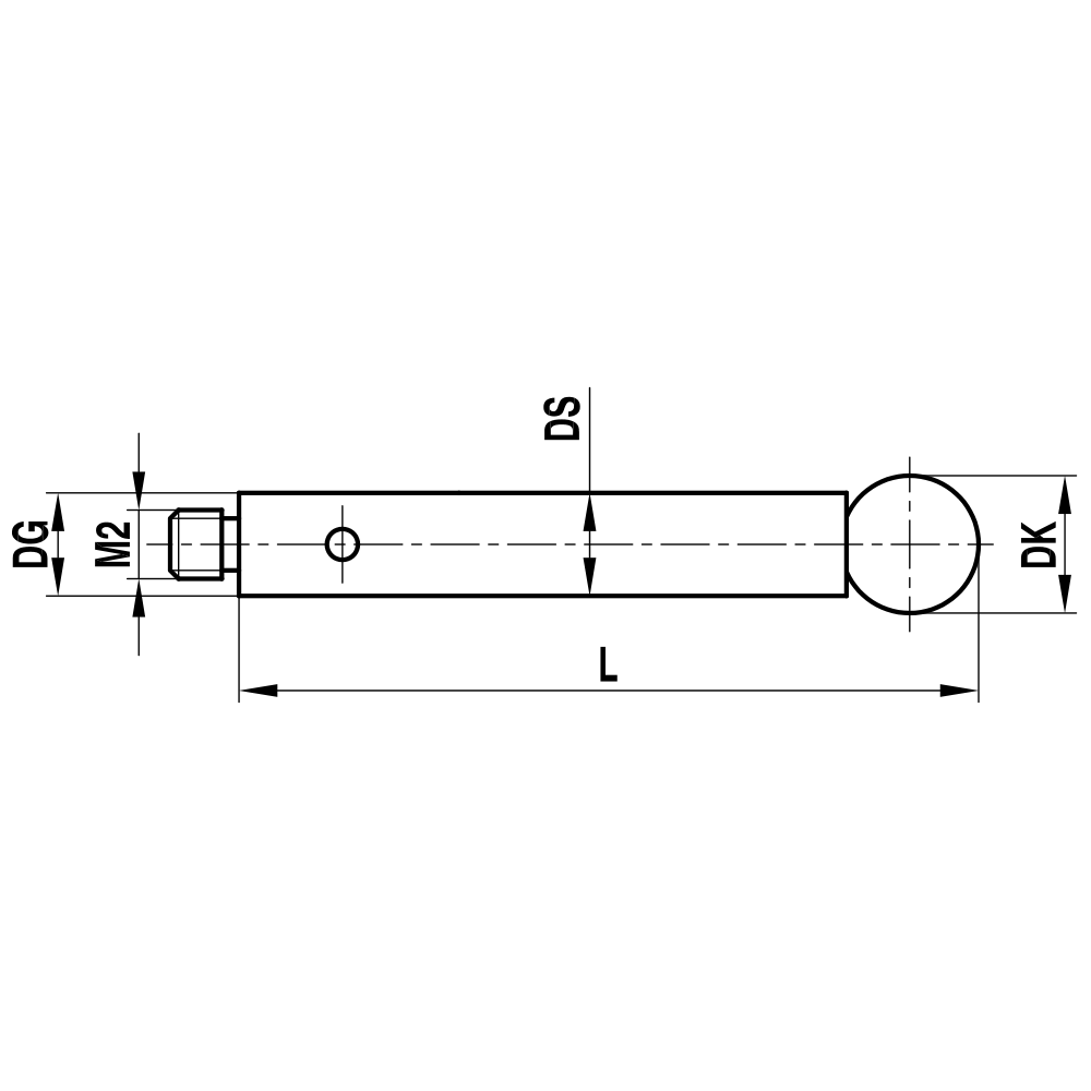 Zeichnung vom Produkt M2 Gerader Taster; DK 8.0 mm; L 13.0 mm