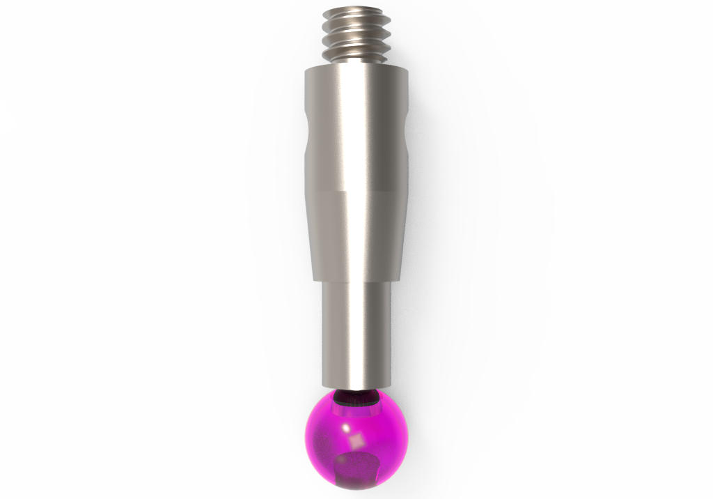 Gerade Taster;  Grundkörper: Stahl; Schaft: Hartmetall; Kugel: Rubin