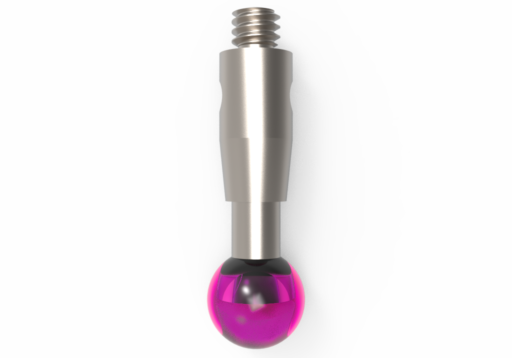 Gerade Taster;  Grundkörper: Stahl; Schaft: Hartmetall; Kugel: Rubin