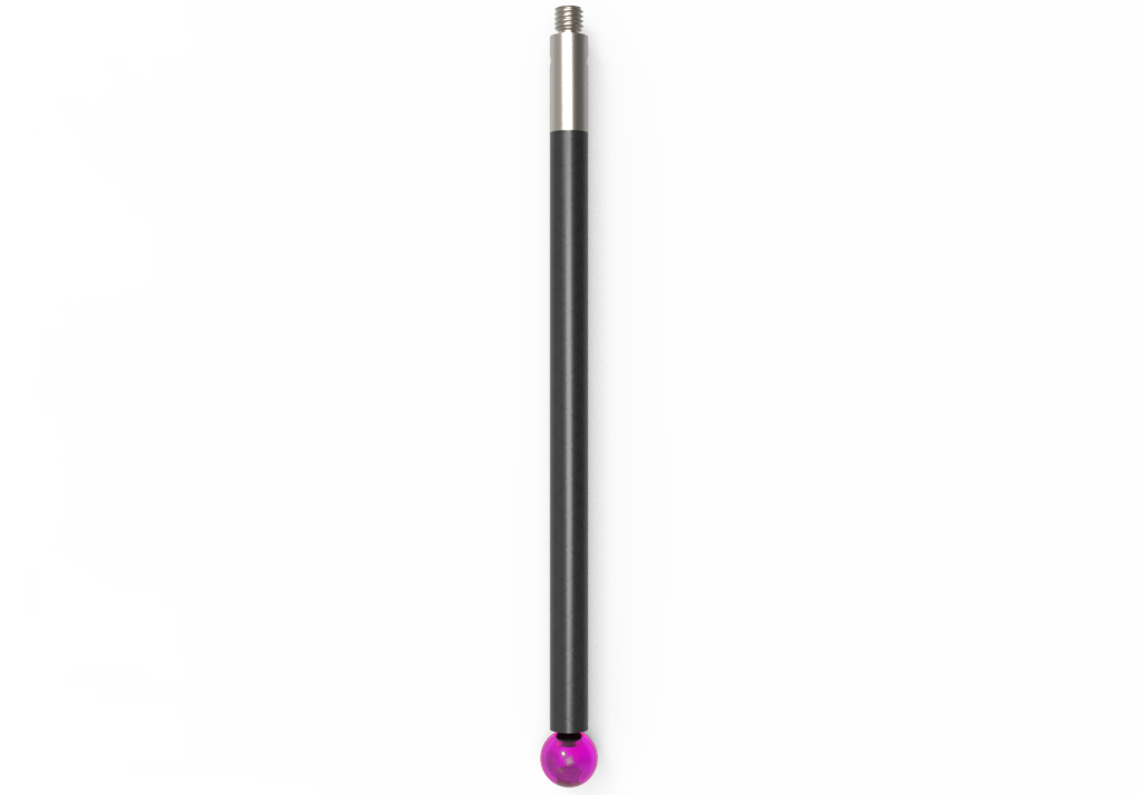 Gerade Taster;  Grundkörper: Stahl; Schaft: Kohlefaser; Kugel: Rubin