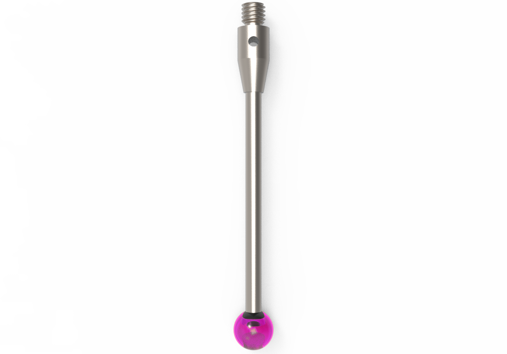 Gerade Taster;  Grundkörper: Stahl; Schaft: Hartmetall; Kugel: Rubin