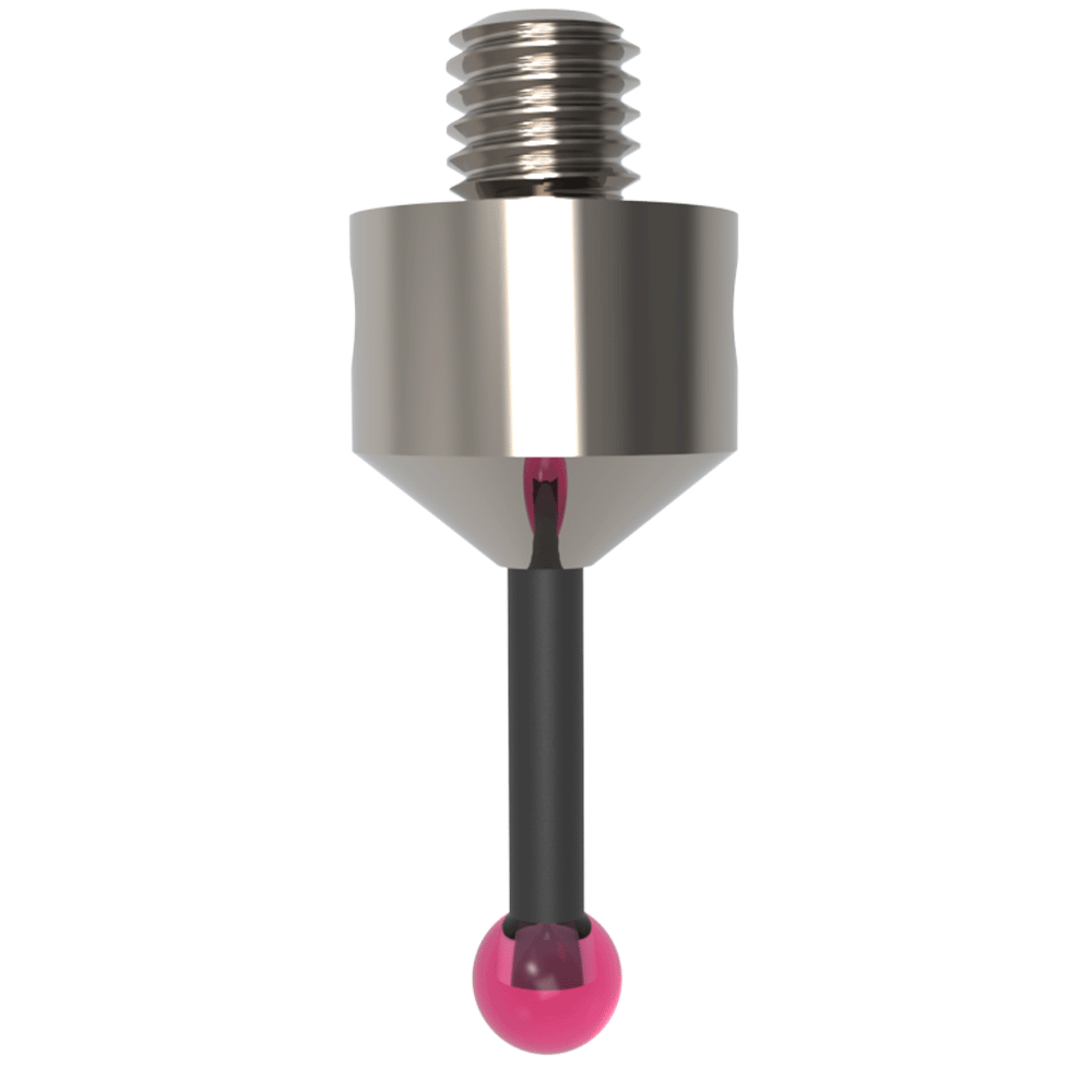 Gerade Taster;  Grundkörper: Titan; Schaft: Kohlefaser; Kugel: Rubin