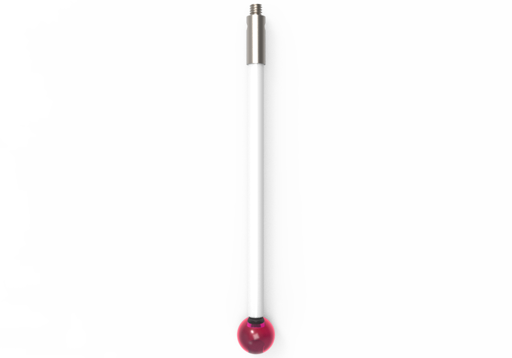 Gerade Taster;  Grundkörper: Stahl; Schaft: Keramik; Kugel: Rubin