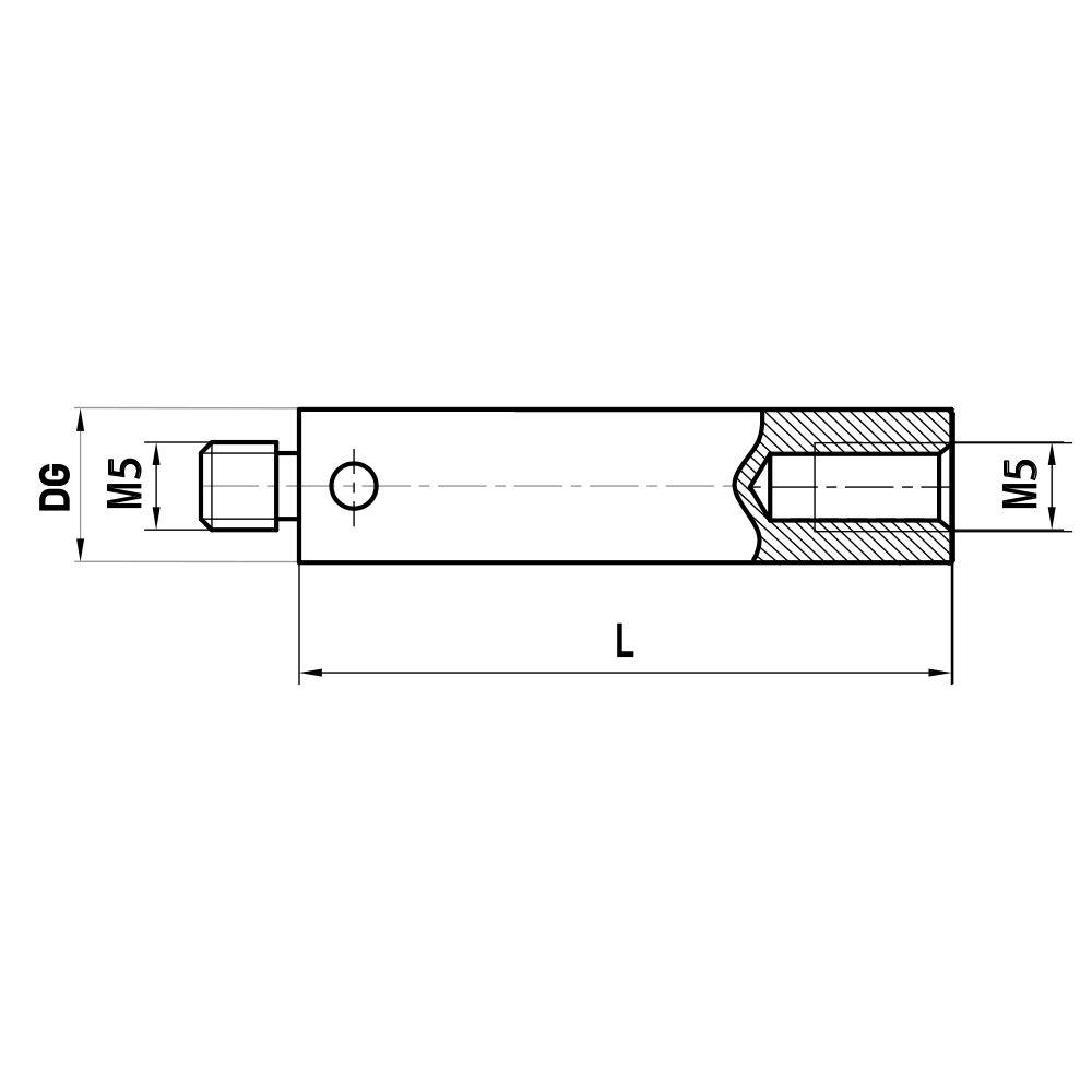 Zeichnung vom Produkt M5 Verlängerung Titan; DG 11.0 mm; L 50.0 mm