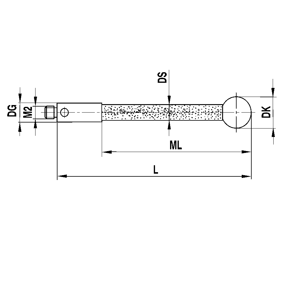 Zeichnung vom Produkt M2 Gerader Taster; DK 3.0 mm; L 86.5 mm