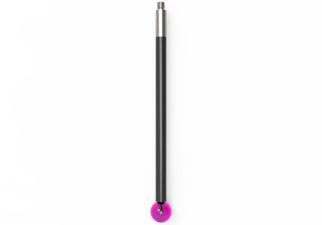 Gerade Taster;  Grundkörper: Stahl; Schaft: Kohlefaser; Kugel: Rubin