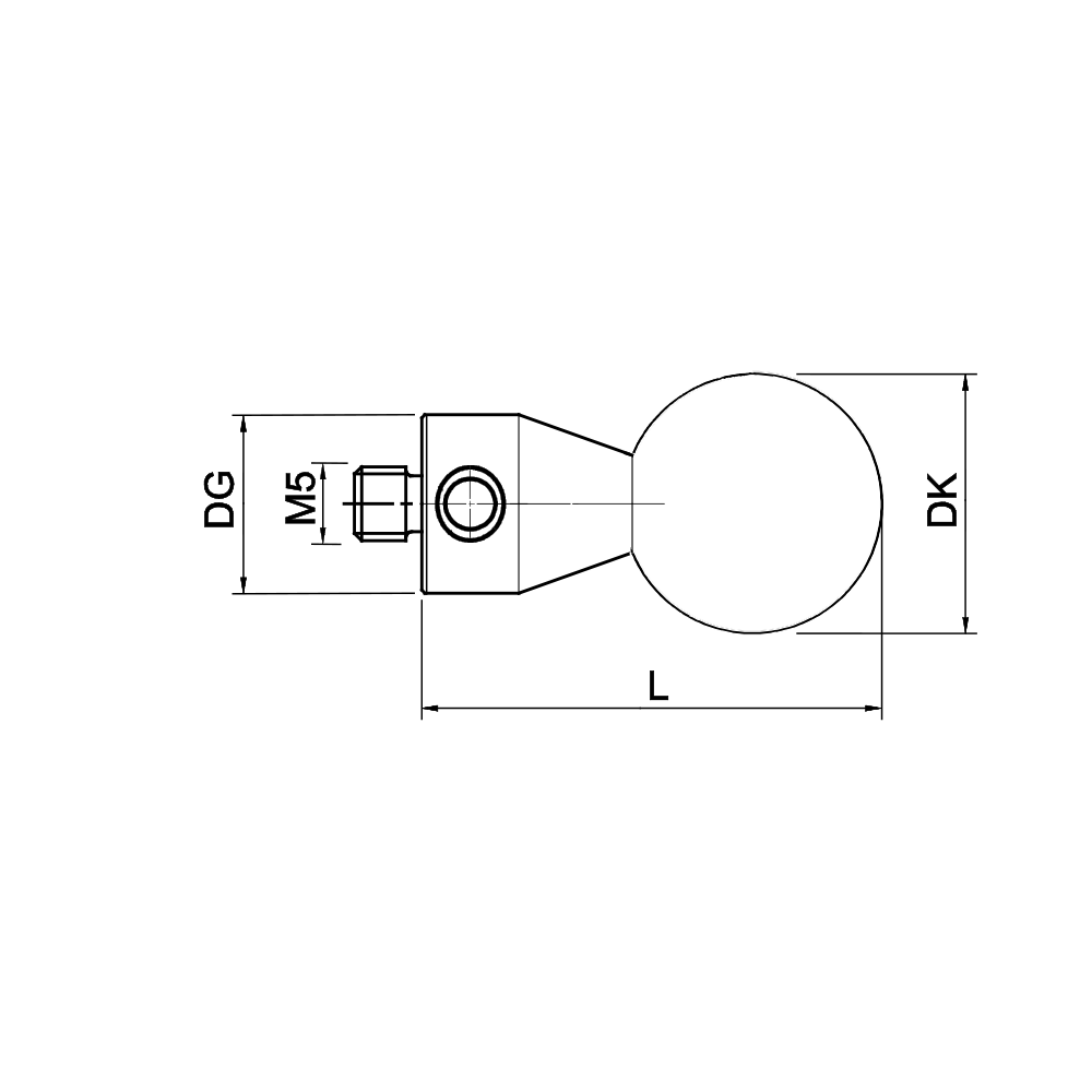 Zeichnung vom Produkt M5 Gerader Taster; DK 16.0 mm; L 28.0 mm