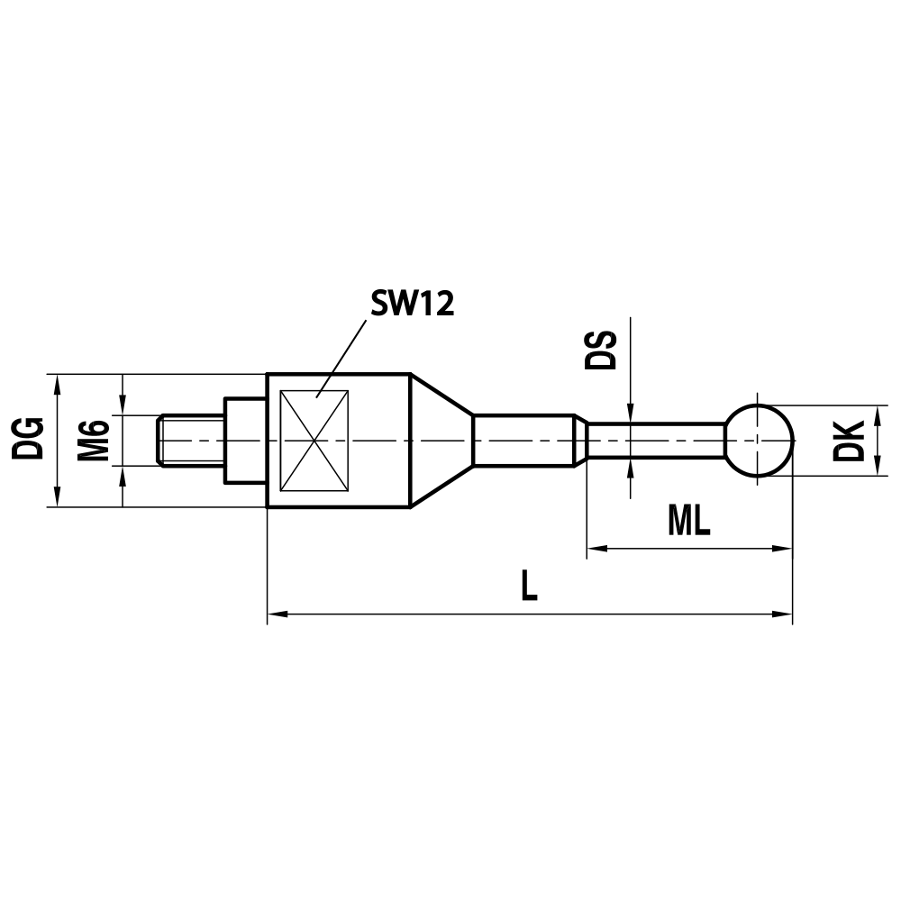 Zeichnung vom Produkt TH M6 R80 16 049