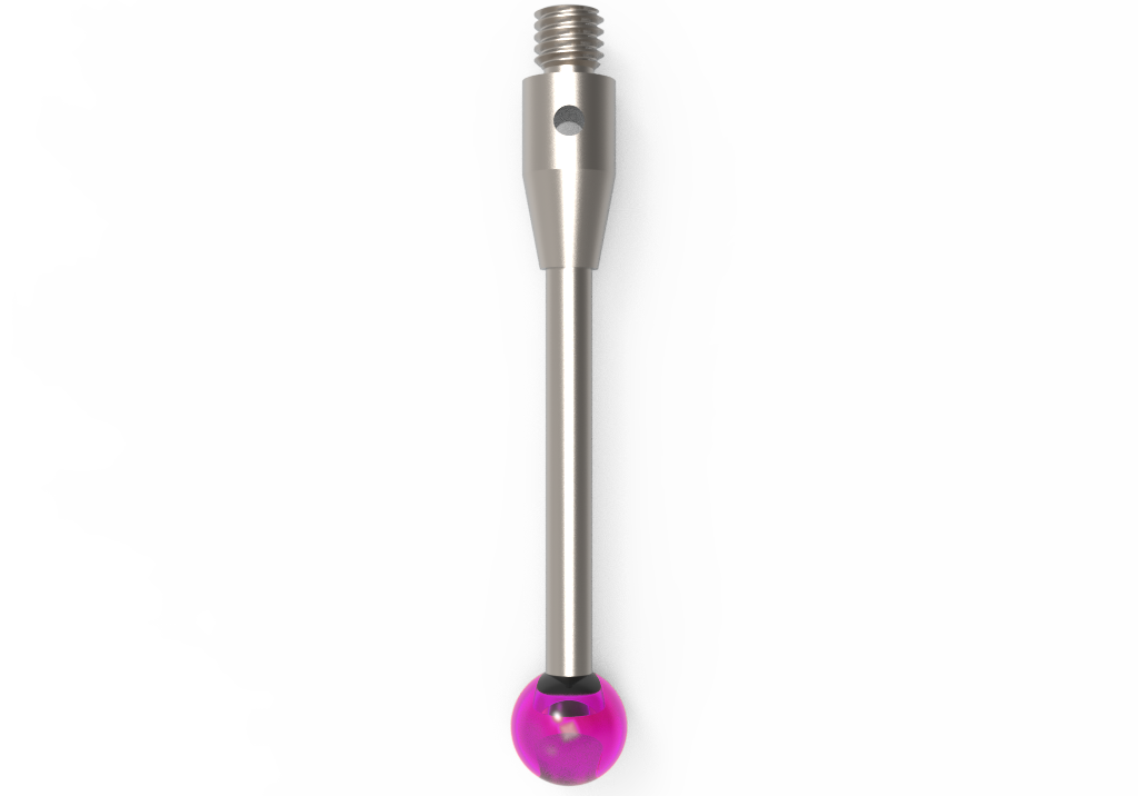 Gerade Taster;  Grundkörper: Stahl; Schaft: Hartmetall; Kugel: Rubin