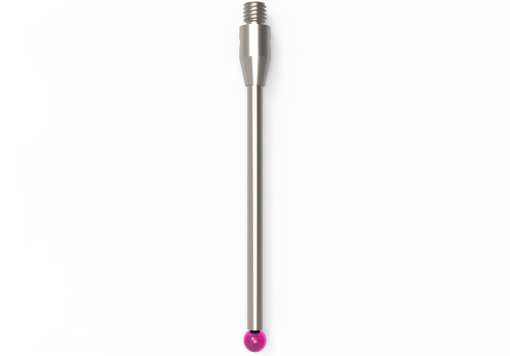 Gerade Taster;  Grundkörper: Stahl; Schaft: Hartmetall; Kugel: Rubin