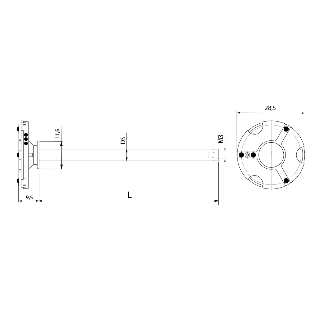 Drawing of product M3 Adaptor plate TL4 for ZEISS XXT; L 75.0 mm 