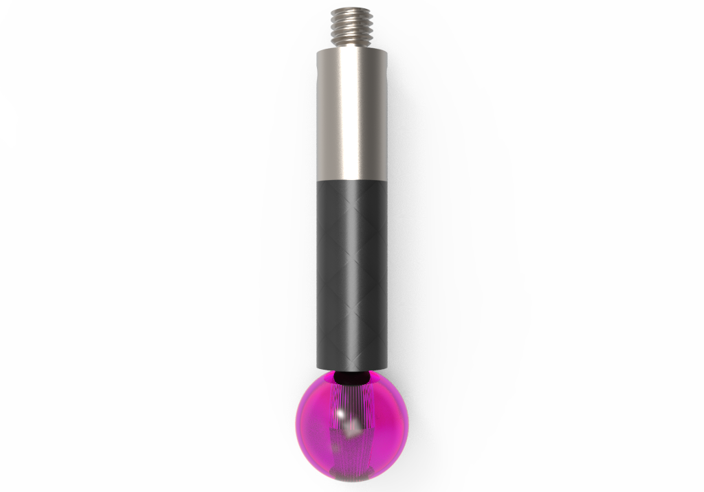 Gerade Taster;  Grundkörper: Titan; Schaft: Kohlefaser; Kugel: Rubin