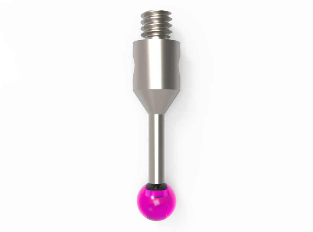 Gerade Taster;  Grundkörper: Stahl; Schaft: Stahl; Kugel: Rubin