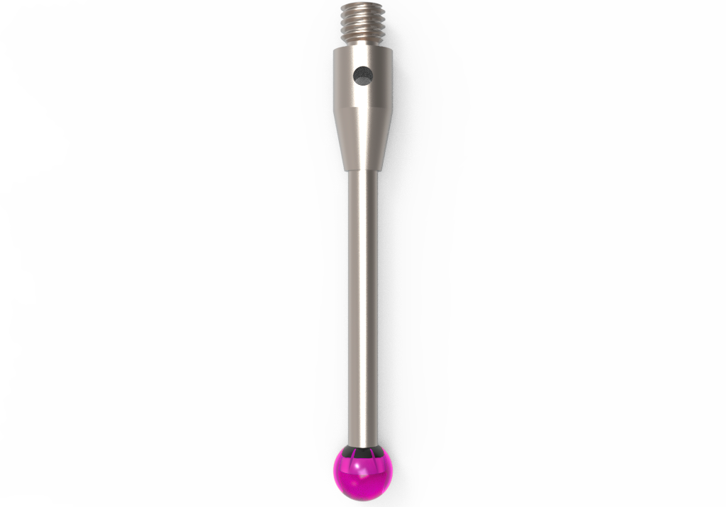 Gerade Taster;  Grundkörper: Stahl; Schaft: Hartmetall; Kugel: Rubin