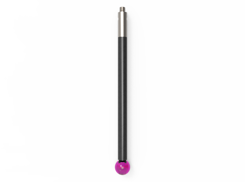 Gerade Taster;  Grundkörper: Stahl; Schaft: Kohlefaser; Kugel: Rubin