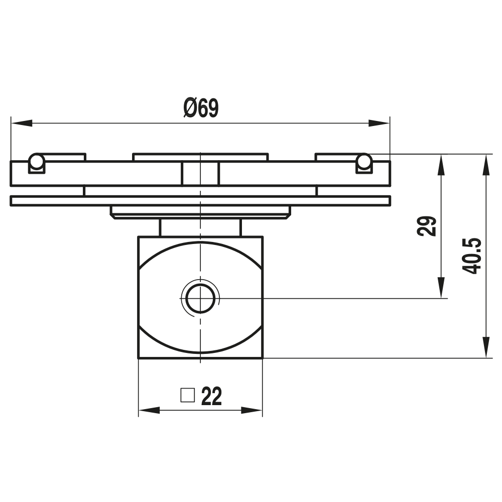 Zeichnung vom Produkt Original ZEISS Wechselteller VAST (XT) gold, Würfel-5x-M5 und aktiven ID-Chip