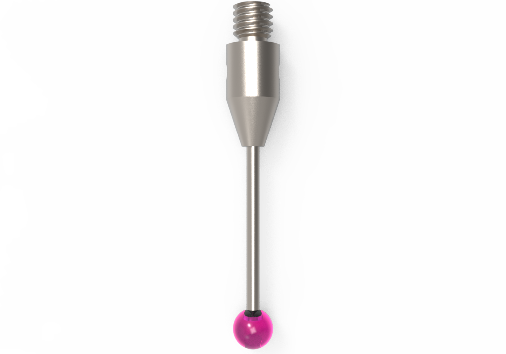 Gerade Taster;  Grundkörper: Stahl; Schaft: Hartmetall; Kugel: Rubin